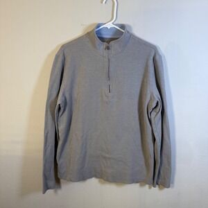 C&C California Mens Quarter Zip Pullover Gray Cotton Blend Mock Neck Large